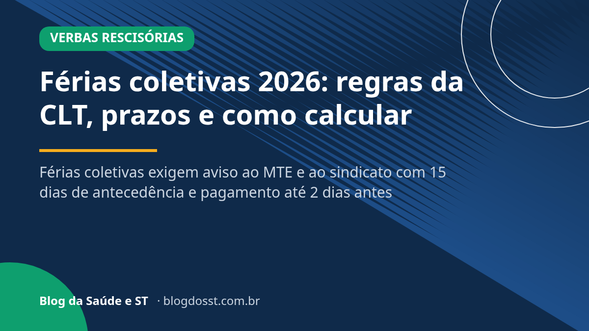 Férias coletivas 2026: regras da CLT, prazos e como calcular